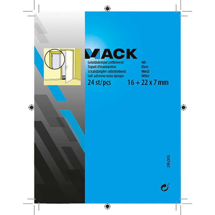 Mack 1047661 - silencieux autocollant blanc 16 + 22 x 7 mm 24 pcs | 12 pièces