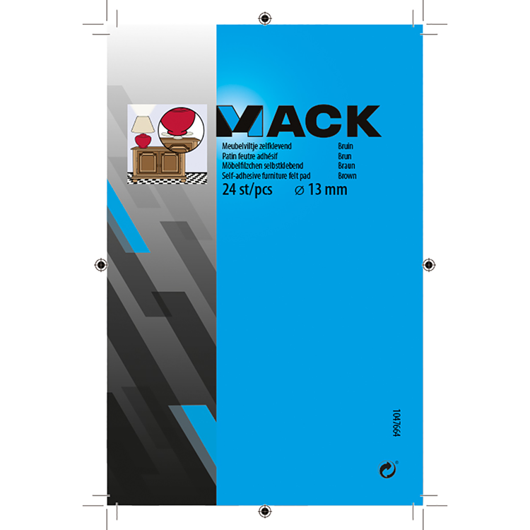 Mack 1047664 - feutre pour meubles autocollant marron ø 13 mm 24 pcs | 12 pièces
