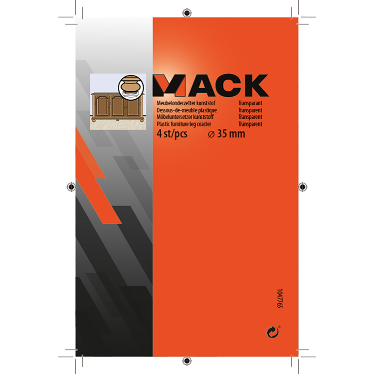 Mack 1047765 - dessous de verre pour meuble plastique transparent ø 35 mm 4 pcs | 6 pièces
