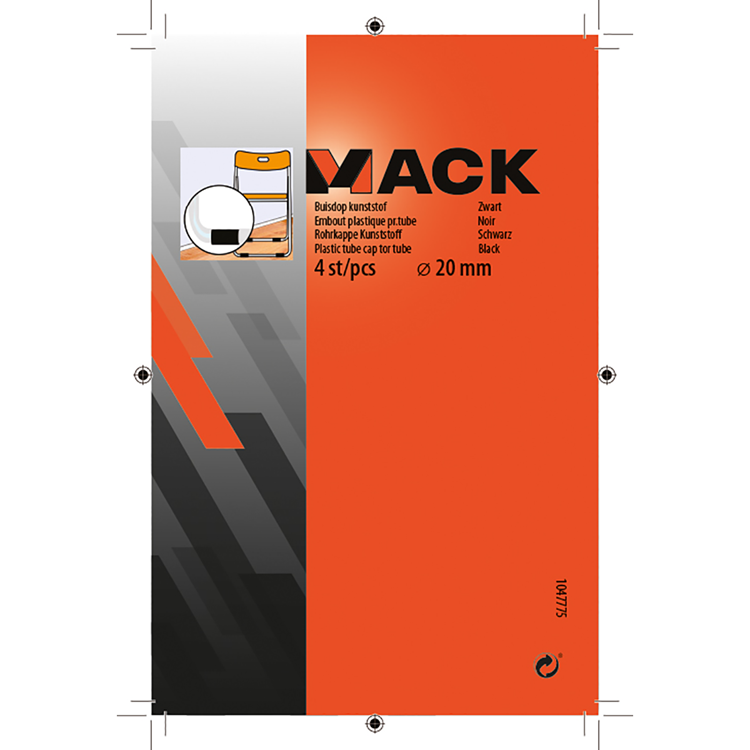 Mack 1047775 - bouchon de tuyau en plastique noir ø 20 mm 4 pcs | 6 pièces