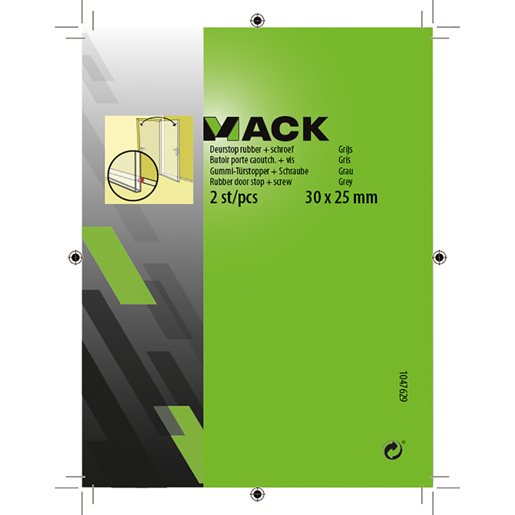 Mack 1047629 - butée de porte en caoutchouc + vis gris 30 x 25 mm 2 pcs | 6 pièces