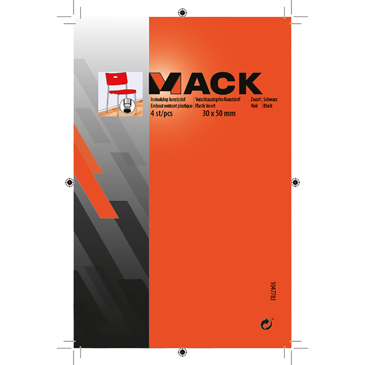Mack 1047783 - bouchon en plastique noir 30 x 50 mm 4 pcs | 6 pièces