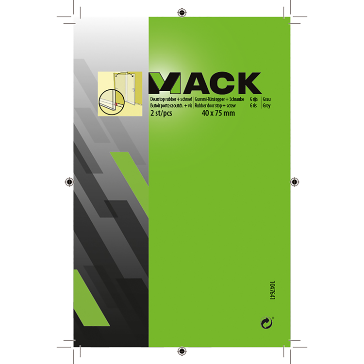Mack 1047641 - butée de porte caoutchouc + vis gris 40 x 75 mm 2 pcs | 6 pièces