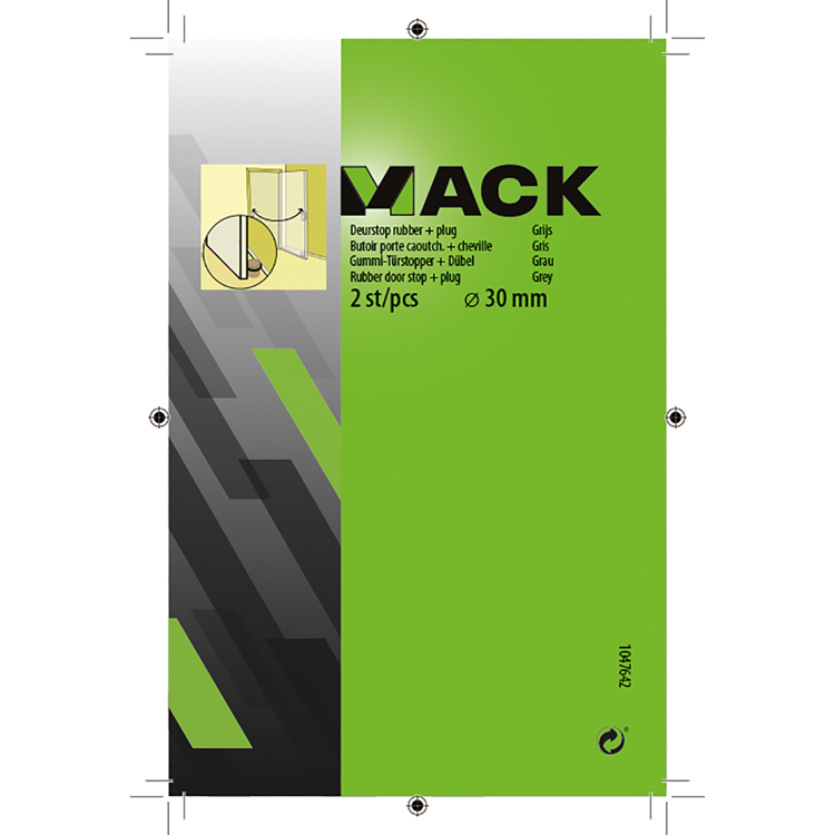 Mack 1047642 - butée de porte en caoutchouc + bouchon gris ø 30 mm 2 pcs | 6 pièces