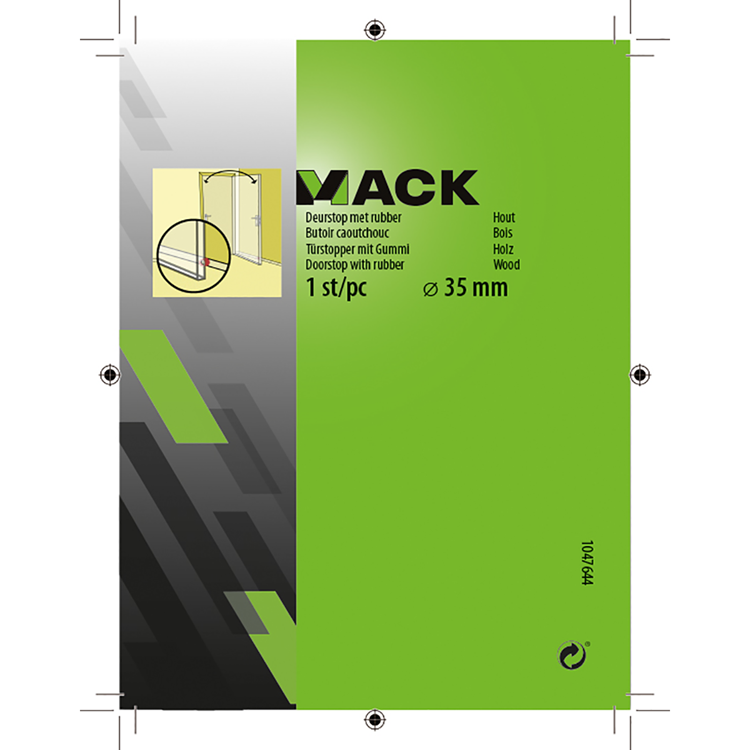 Mack 1047644 - butée de porte avec bois d'hévéa ø 35 mm 1 pièce pièce | 6 pièces