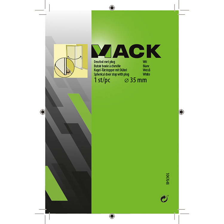 Mack 1047648 - boule de porte avec bouchon blanc ø 35 mm 1 pièce pièce | 6 pièces