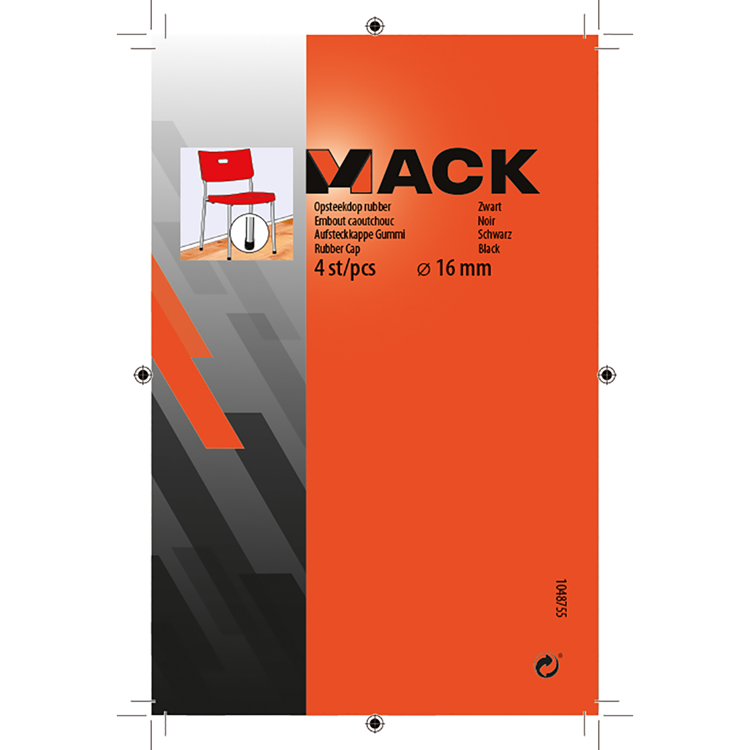 Mack 1048755 - bouchon en caoutchouc noir ø 16 mm 4 pcs | 6 pièces