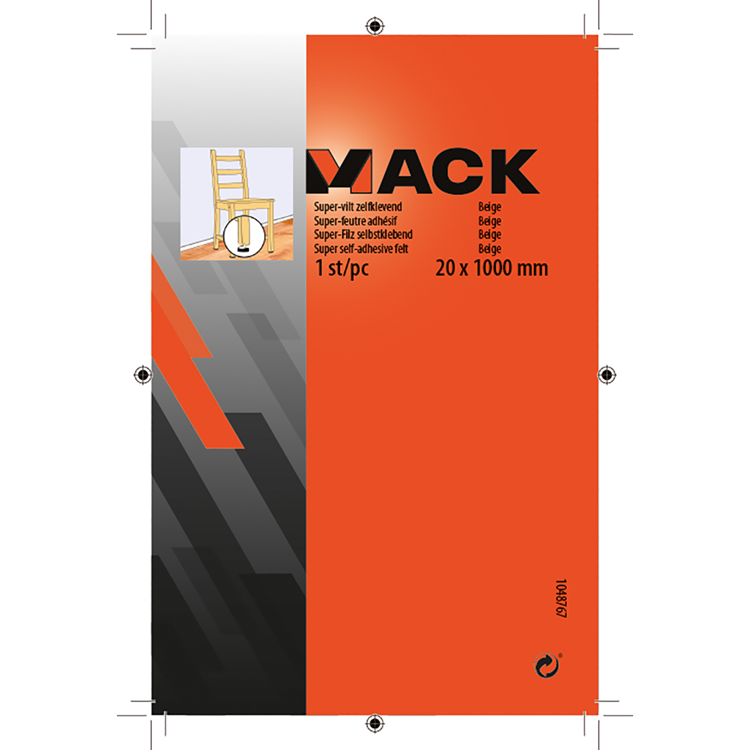 Mack 1048767 - super feutre autocollant beige 20 x 1000 mm 1 pièce pièce | 6 pièces