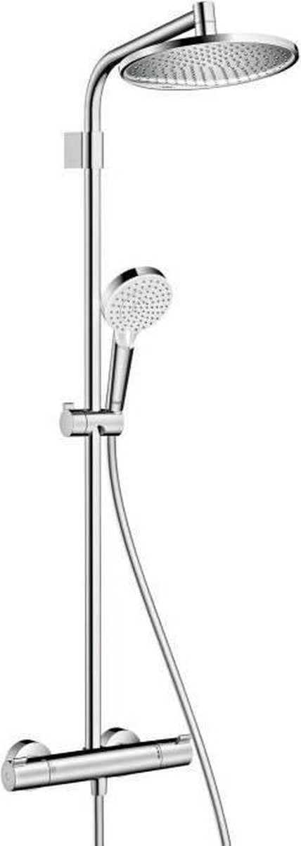 Hansgrohe Crometta S240 Vario Showerpipe Système de douche Thermostatique Douche de tête Crometta S 240 Bras de douche à effet de pluie Longueur 350 mm Crometta Vario Douchette à main Flexible de douche Chromé