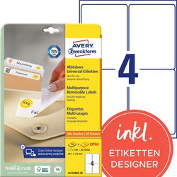 Etiquettes réadhésives avery zweckform stick lift blanc