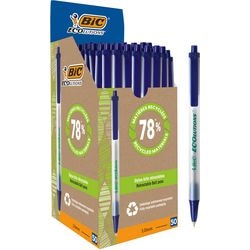 Stylo bille bic clic stic + bouton poussoir bleu