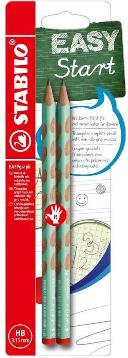 Crayons graphite Stabilo easygraph hb pour droitier vert - 2 pcs.