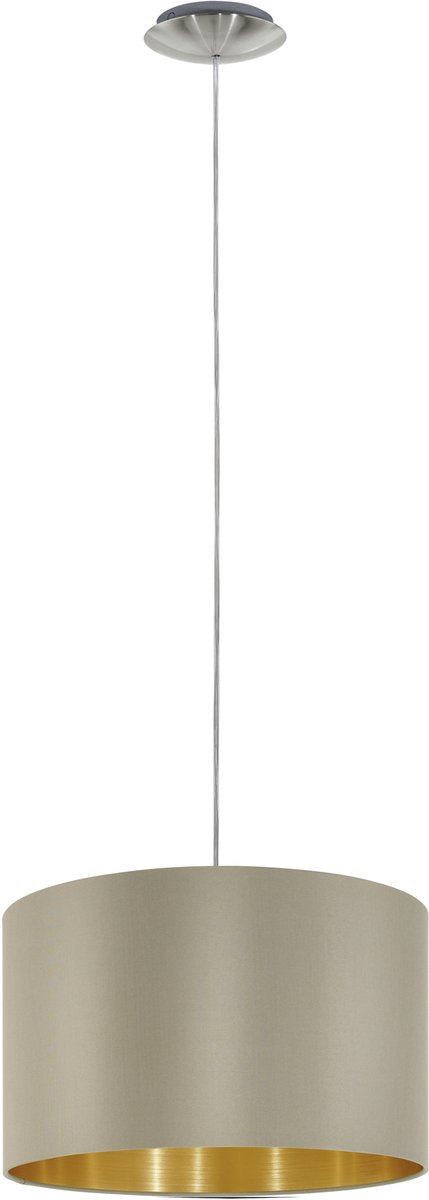 Eglo maserlo - suspension - 1 lumière - ø38 cm - tissu - taupe, or