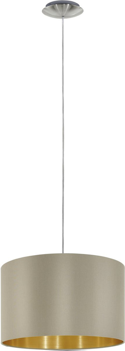 Eglo maserlo - suspension - 1 lumière - ø38 cm - tissu - taupe, or
