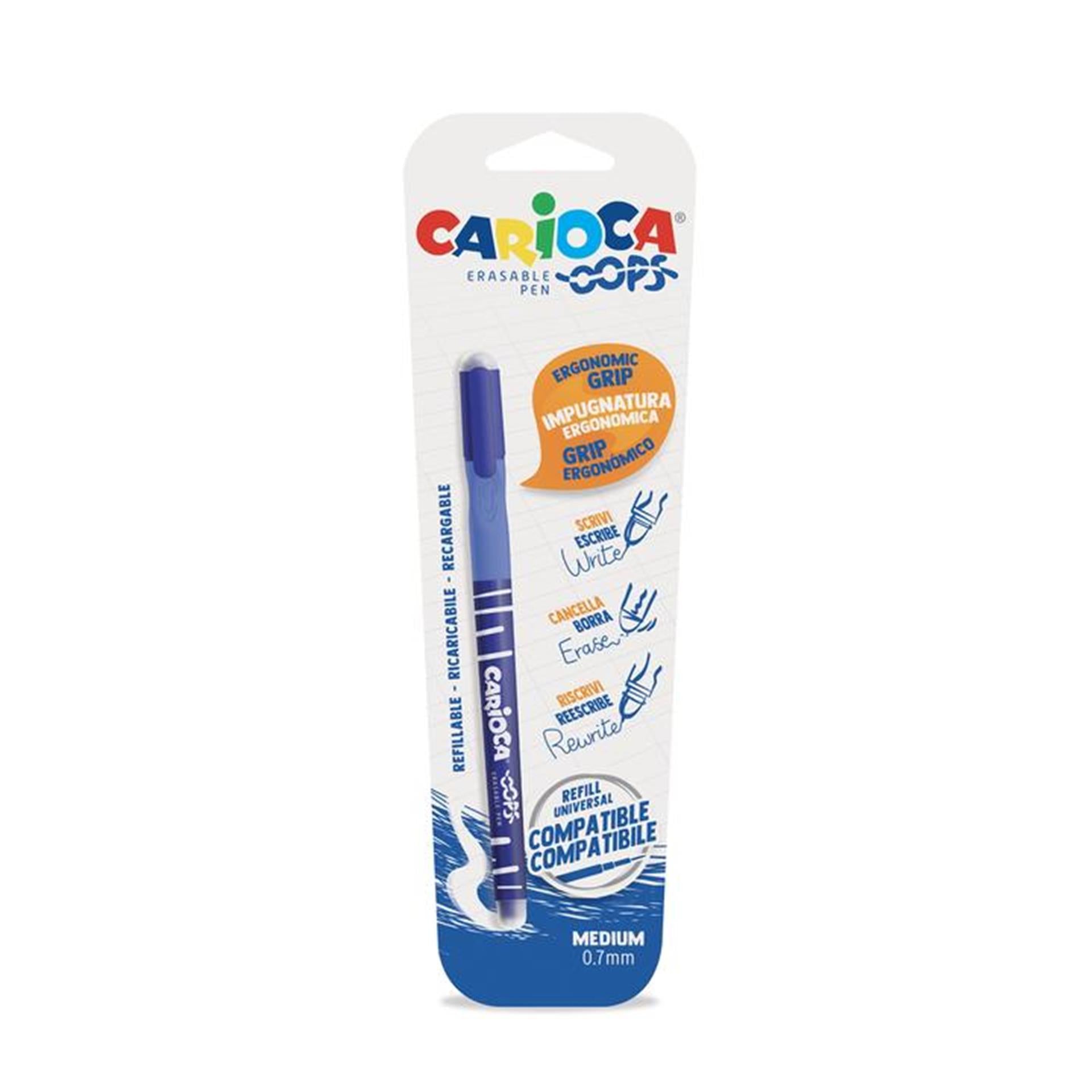 Carioca oops stylo effaçable 0,7 mm bleu