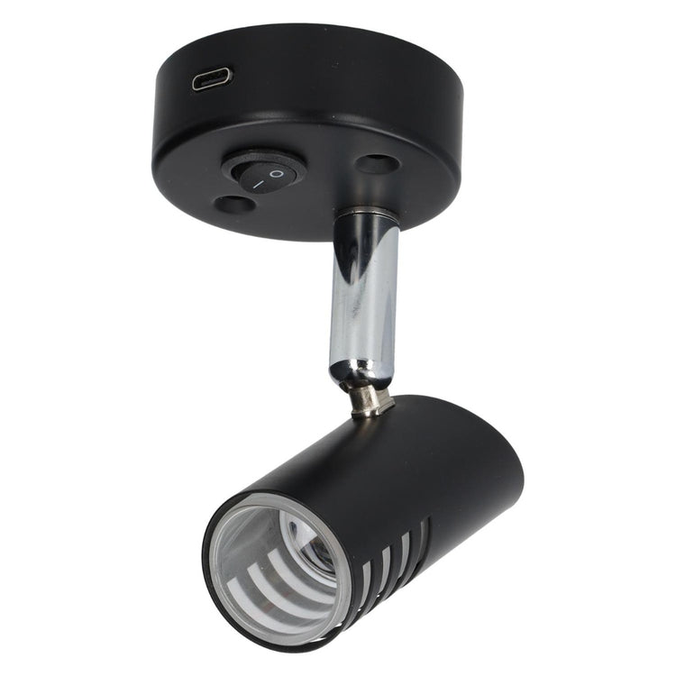 Spot en saillie Sao LED avec interrupteur et USB-C - noir - sans emballage de vente