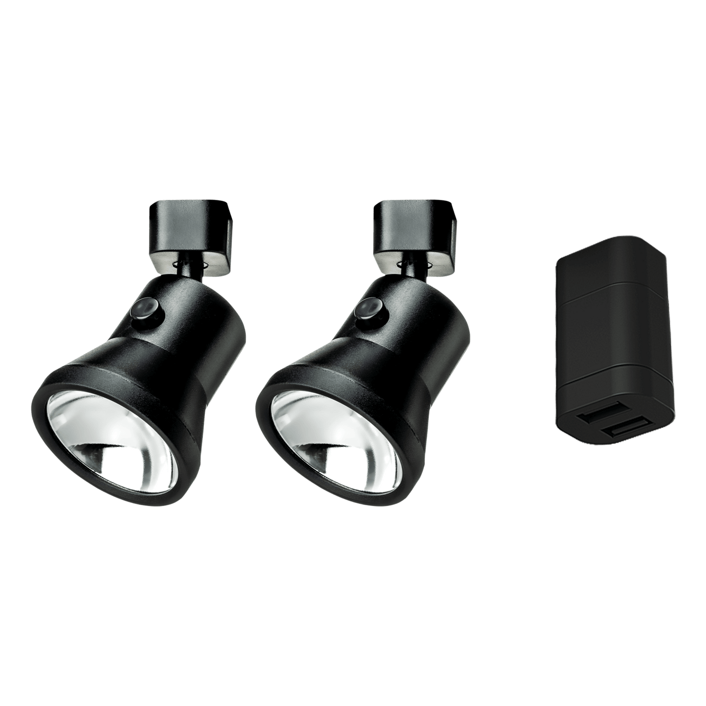 Kit de démarrage - 2x spot Lanciano noir grand + double connexion USB-A