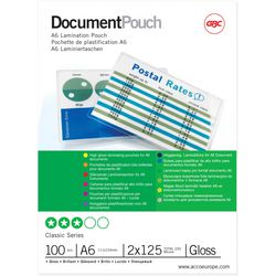 Pochette de plastification gbc a6 111x154mm 2 x 125 (250) microns