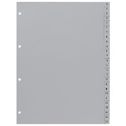 Onglets identiques gris 1 à 52 a4 polypropylène