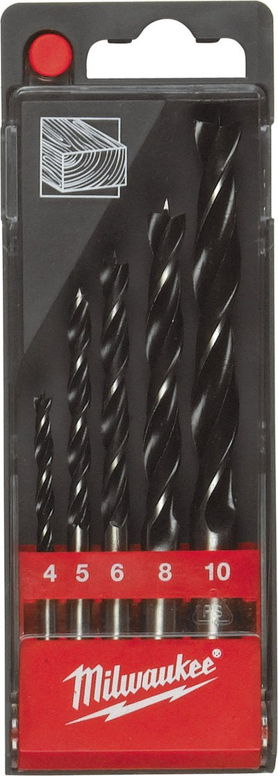 Milwaukee 4932352465 Jeu de forets à bois 5 pièces - 4 5 6 8 10 mm