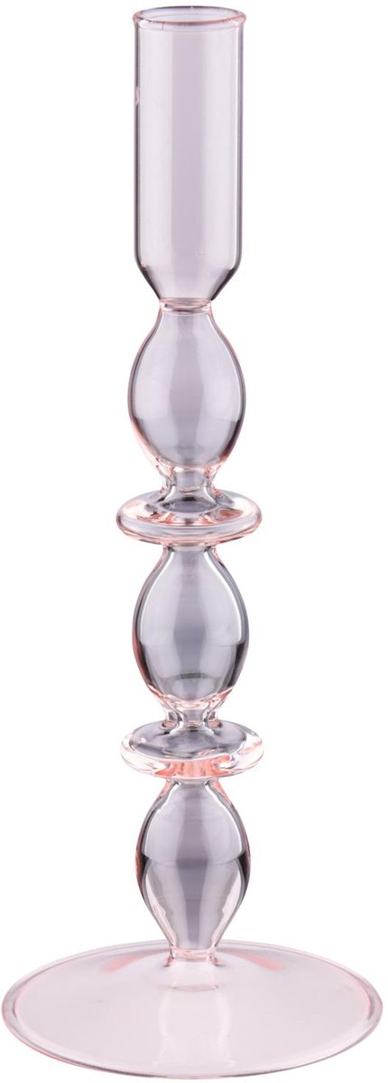 Arti casa bougeoir pour bougie de dîner - bougeoir décoration de la maison pour l'intérieur - ø9 x 24 cm - rose clair - verre