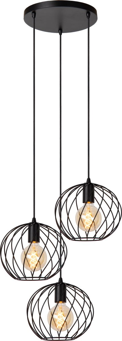 Lucide danza - lampe suspendue - ø 50 cm - 3xe27 - noir