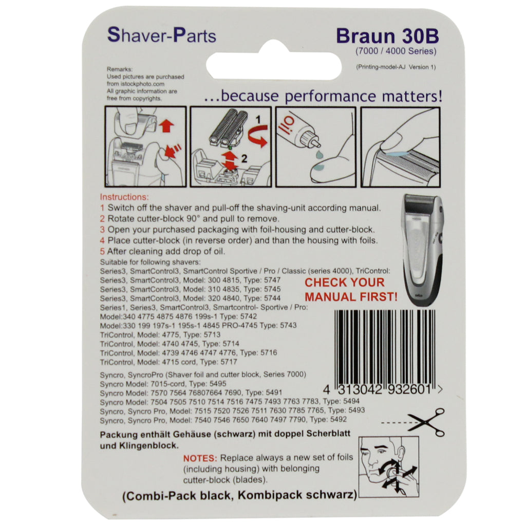 Pièces de rasoir Braun combipack alt 30b
