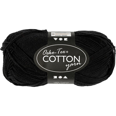 Fil de coton, noir, 50gr, 170m