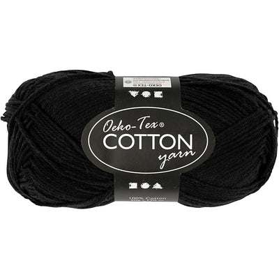 Fil de coton, noir, 50gr, 170m
