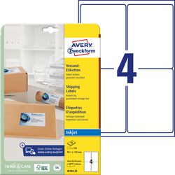 Étiquettes d'adresse à jet d'encre Avery 100 pièces blanches