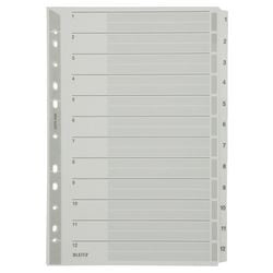 Onglets leitz gris 1 à 12 a4 carton 160g m²