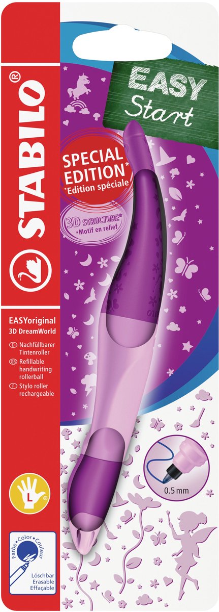 Stylo à bille Stabilo easyoriginal dreamworld pour gaucher - rose
