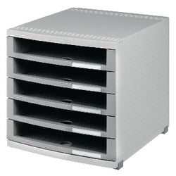 Commode han 1505 0 300x382x307mm gris clair 5 tiroirs ouverts de 50mm