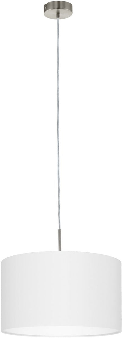 Eglo Pasteri - suspension - 1 lumière - ø38 cm - nickel mat - blanc