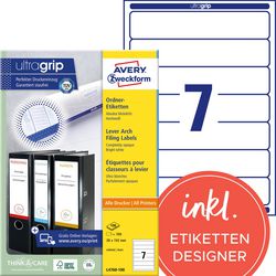 Étiquettes de dos de fichier avery l4760-100 38mm blanc mat