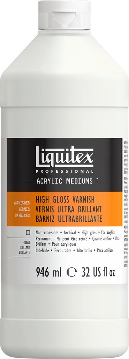 Liquitex 126632 vernis professionnel brillant 946 ml – vernis acrylique brillant | Protection UV | ne jaunit pas | pour peinture acrylique - vernis brillant