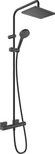 Forme vernis Hansgrohe - tube de douche - économie d'eau ecosmart - taille 230 mm - 1 fonction jet - noir mat - avec thermostat