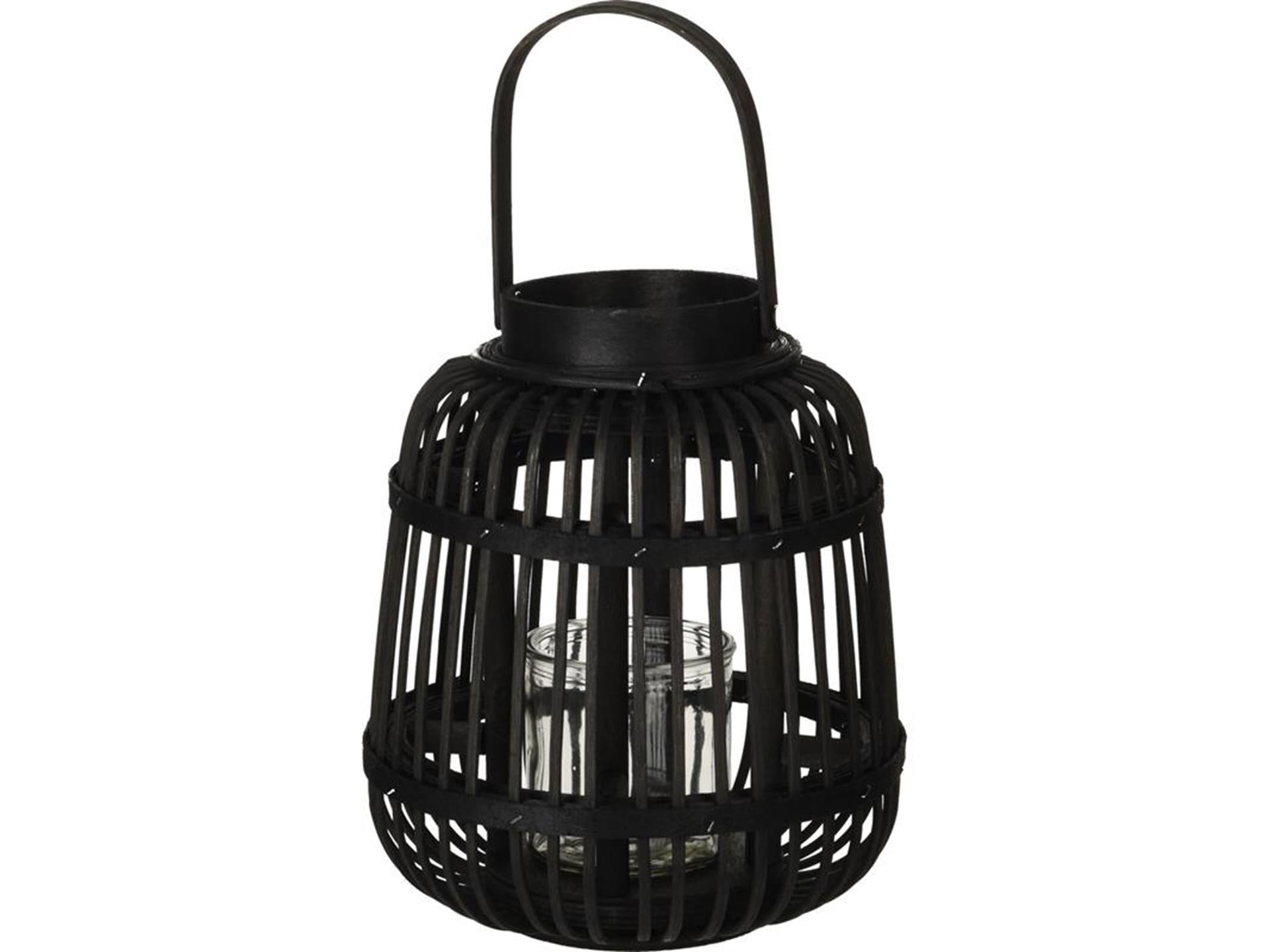 Lanterne de décoration en bambou 19x24cm noir
