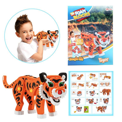 Toi-toys toi-toys 3d puzzle tigre junior 31,5 cm mousse orange 121 pièces