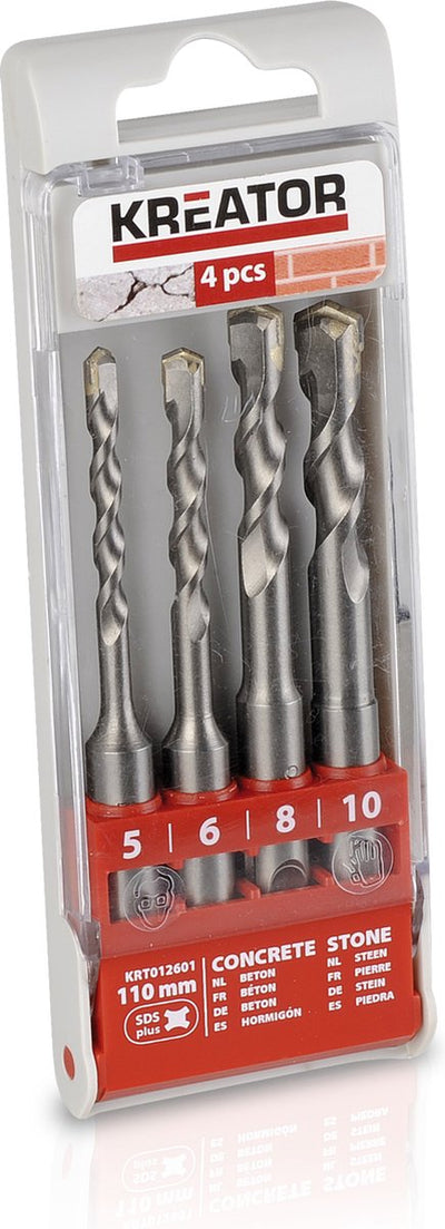 Kreator - accessoires - krt012601 - jeu de forets sds - 5-6-8-10x110mm - 4 pcs.