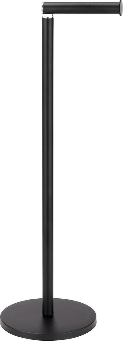 Wenko Porte-rouleau de papier toilette 2 en 1 en acier noir - porte-rouleau de rechange - porte-papier toilette autoportant - porte-rouleau de papier toilette sur pied - noir