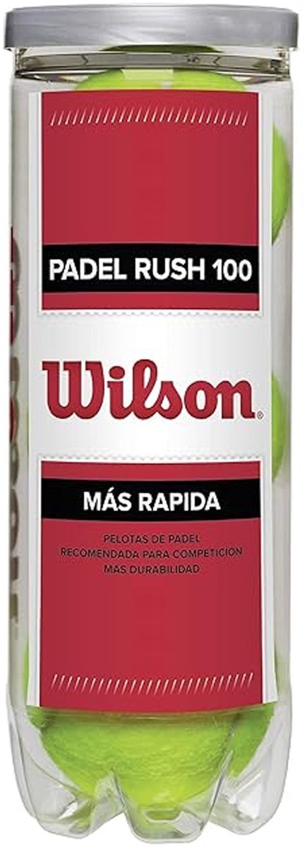Wilson padel rush100 tube de balle de padel 3 pièces