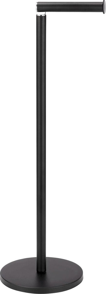 Wenko Porte-rouleau de papier toilette 2 en 1 en acier noir - porte-rouleau de rechange - porte-papier toilette autoportant - porte-rouleau de papier toilette sur pied - noir