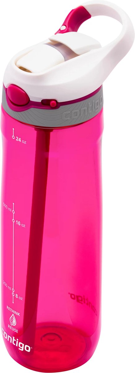 Bouteille d'eau Contigo Ashland à bec automatique avec paille | grande gourde sans BPA de 720 ml | bouteille de sport | gourde étanche | idéal pour l'école, la salle de sport, le vélo, la course, la marche | sangria