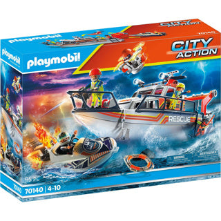 Playmobil 70140 Rescue at Sea: Fire -fighting Mission with Rescue Cruiser