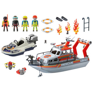 Playmobil 70140 Rescue at Sea: Fire -fighting Mission with Rescue Cruiser