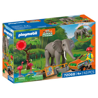 Playmobil animaux amis éléphant avec gardien de zoo | ensemble de jouets de zoo avec 4 animaux et accessoires d'enclos | pour les enfants à partir de 4 ans | 72068