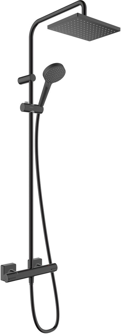Forme vernis Hansgrohe - tube de douche - taille 230 mm - 1 fonction jet - noir mat - avec thermostat