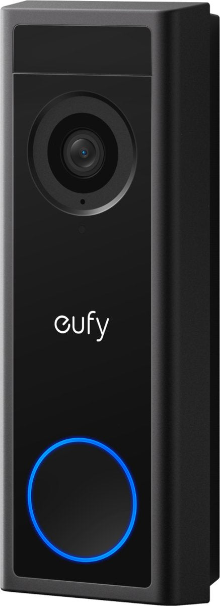Sonnette vidéo sans fil Eufy C30 2k - 2k FHD - batterie - noir - alimenté par batterie - vue étendue 16:9 - installation facile - appel vidéo en direct - détection humaine et de mouvement - compatible avec Homebase S380 - pas de frais d'abonnement