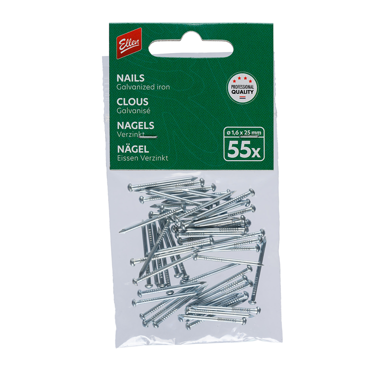 Ellen 1071701 - clous galv.1,6x25mm 55pc | 1 pièce